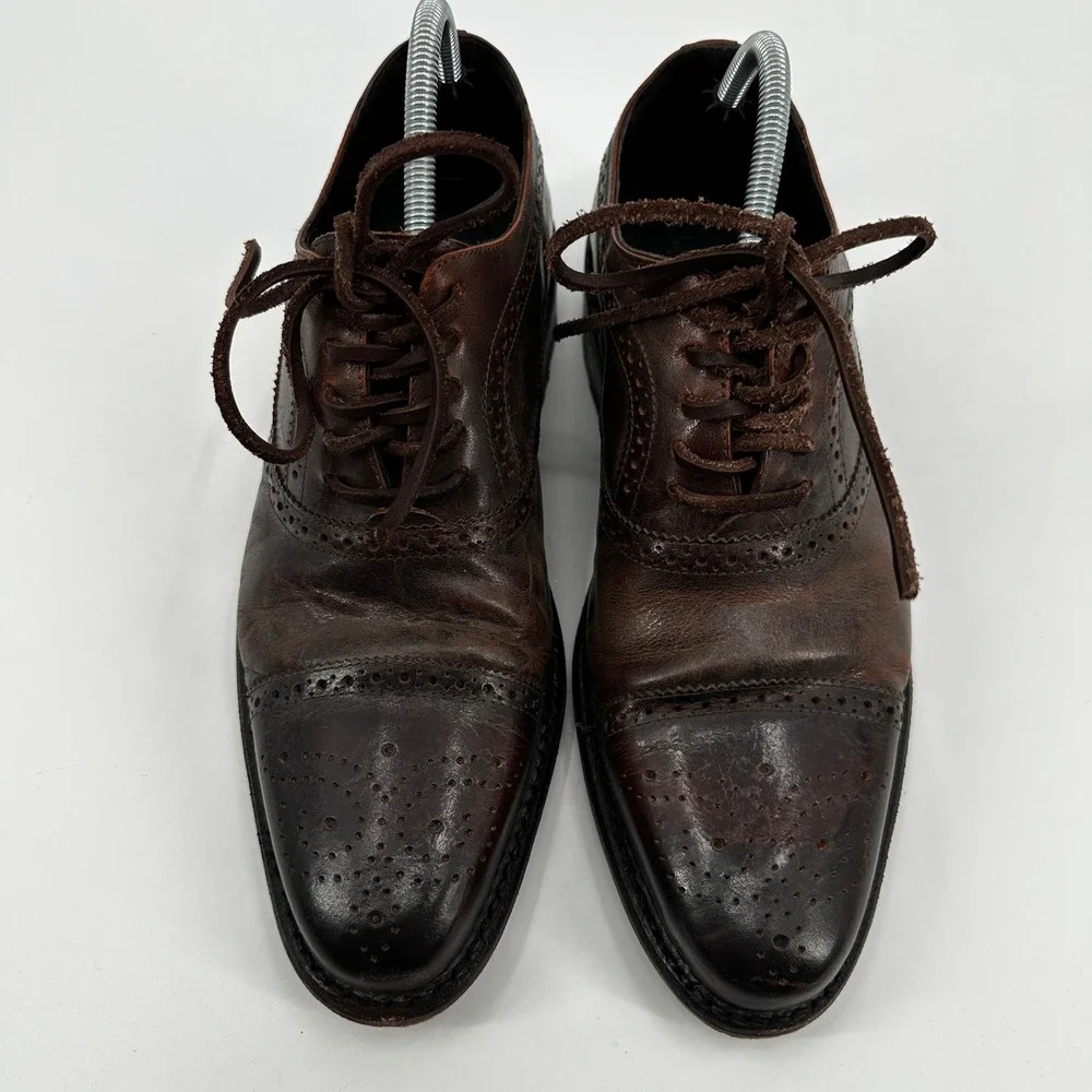Freebird Steven George Mens 10 Dark Brown Wingtip‎ Brogue Cap Toe Oxford Shoes